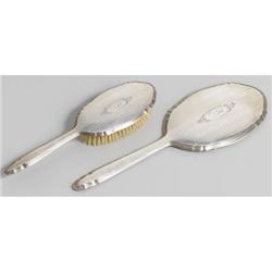 American sterling silver hand mirror and brush