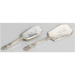 American sterling silver hand mirror and brush