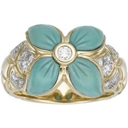 Turquoise, Diamond, Gold Flower Ring