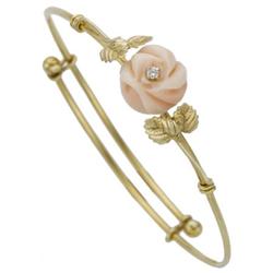 Coral, Diamond, Gold Bracelet