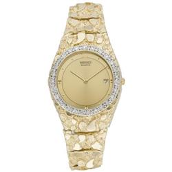 Seiko Men's Diamond, Gold Wristwatch
