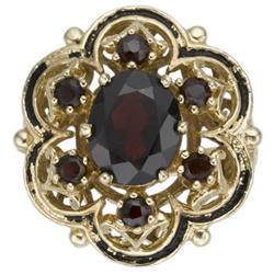 Garnet, Enamel, Gold Ring