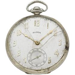 Illinois White Gold Openface Pocket Watch