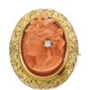 Image 1 : Coral, Diamond, Gold Brooch