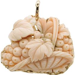 Coral, Gold Pendant-Enhancer