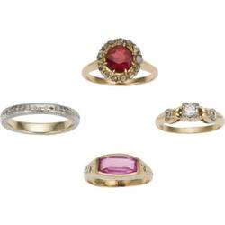 Diamond, Manmade Stone, Gold Ring Lot