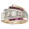 Image 1 : Retro Diamond, Synthetic Ruby, Gold Ring