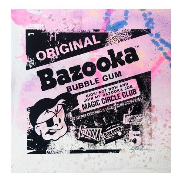 Gail Rodgers, "Bazooka Joe" Hand Signed Original Hand Pulled Silkscreen Mixed Media on Canvas with L