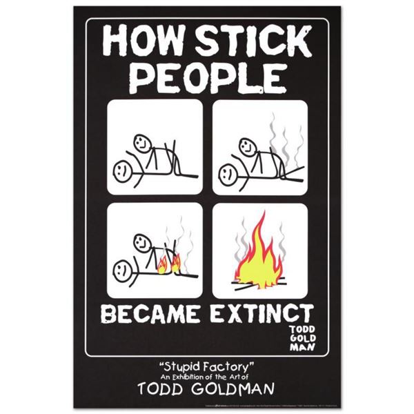 "How Stick People Became Extinct" Collectible Lithograph (24" x 36") by Renowned Pop Artist Todd Gol