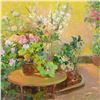 Image 2 : Ming Feng, "Cobblestone Walkway" Original Oil Painting on Canvas, Hand Signed with Letter of Authent