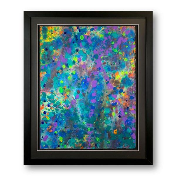 Wyland, "Abstract" Hand Signed Original Painting on Paper with Letter of Authenticity.
