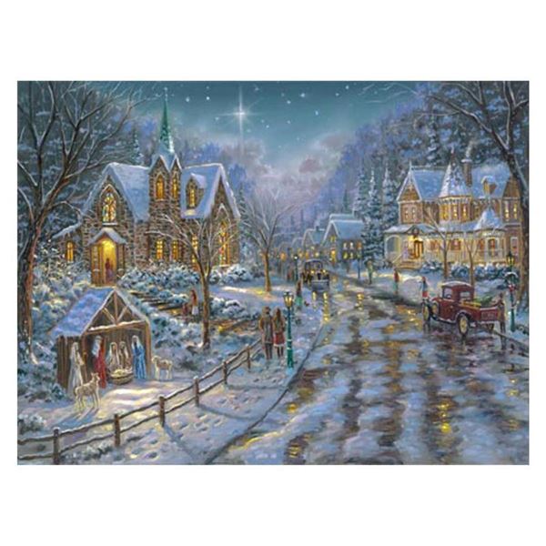 Robert Finale, "O Holy Night" Hand Signed, Artist Embellished Limited Edition on Canvas with COA.