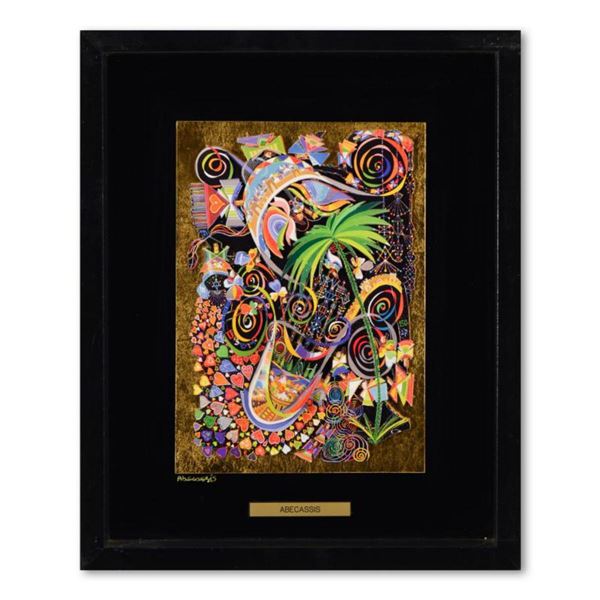 Raphael Abecassis, "Hallelujah Praise God in His Sanctuary" Framed Original 6-Layer Decoupage, Hand 