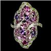 Image 2 : Natural Amethyst Chrome Diopside Rhodolite Ring