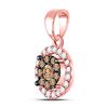 Image 2 : Round Brown Diamond Circle Cluster Pendant 1/3 Cttw 14KT Rose Gold