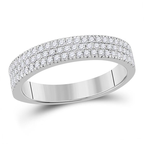 Round Diamond Pave Band Ring 1/2 Cttw 10KT White Gold