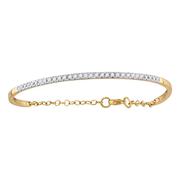 Round Diamond Promise Bangle Bracelet 1/2 Cttw 10KT Yellow Gold