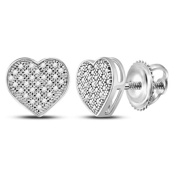 Round Diamond Heart Earrings 1/6 Cttw 10KT White Gold