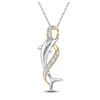 Round Diamond Dolphin Pendant 1/20 Cttw 10KT Two-tone Gold