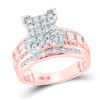 Diamond Cluster Bridal Wedding Engagement Ring 1 Cttw 10KT Rose Gold