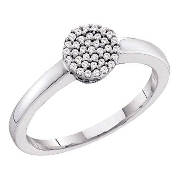 Round Diamond Cluster Ring 1/8 Cttw 10KT White Gold