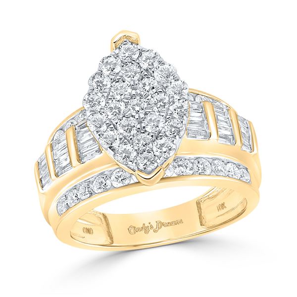 Oval Cluster Bridal Wedding Engagement Ring 2 Cttw 10KT Yellow Gold