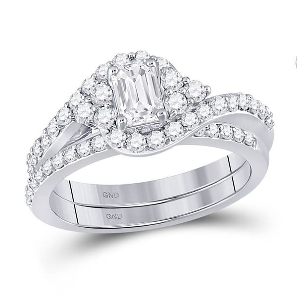 Bridal Wedding Ring Band Set 1-1/4 Cttw 14KT White Gold