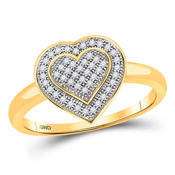Round Diamond Heart Ring 1/6 Cttw 10KT Yellow Gold