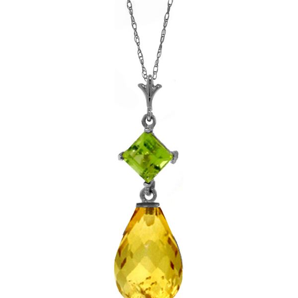 Genuine 5.5 ctw Citrine & Peridot Necklace 14KT White Gold - REF-22K2V