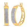 Image 1 : Round Diamond Triple Row Hoop Earrings 1/4 Cttw 10KT Yellow Gold