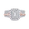 Image 2 : Bridal Wedding Ring Band Set 1 Cttw 14KT Two-tone Gold