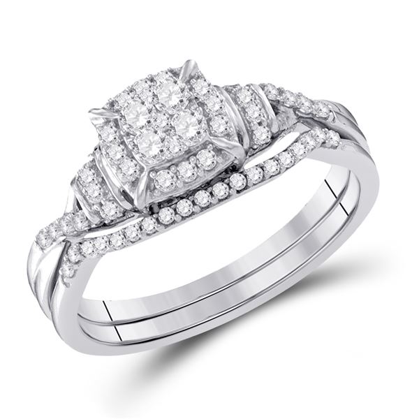 Diamond Bridal Wedding Ring Band Set 3/8 Cttw 10KT White Gold