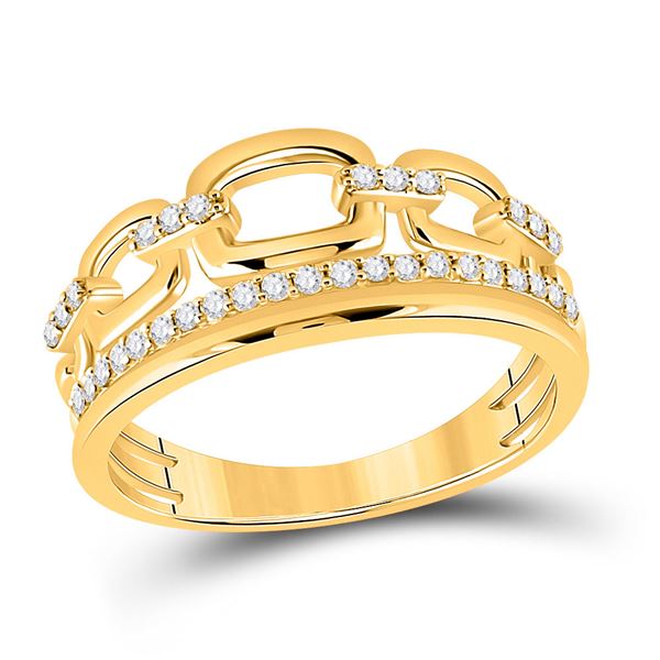 Round Diamond Chain Link Fashion Ring 1/4 Cttw 14KT Yellow Gold
