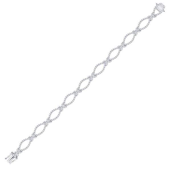 Round Diamond Link Bracelet 2-3/8 Cttw 14KT White Gold