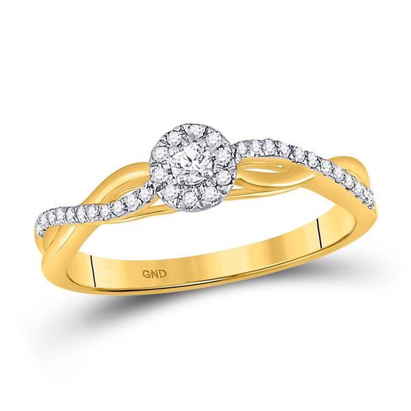 Round Diamond Solitaire Promise Ring 1/5 Cttw 10KT Two-tone Gold