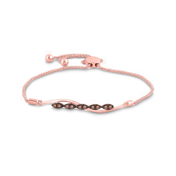 Round Brown Diamond Bolo Bracelet 1/4 Cttw 10KT Rose Gold