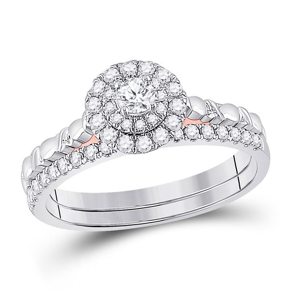 Diamond Bridal Wedding Ring Band Set 1/2 Cttw 10KT Two-tone Gold