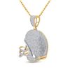 Image 2 : Round Diamond Football Helmet Charm Pendant 3/4 Cttw 10KT Yellow Gold