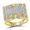 Image 1 : Round Diamond Rectangle Cluster Ring 1/2 Cttw 10KT Yellow Gold