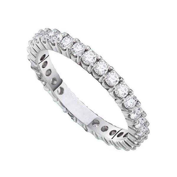 Round Pave-set Diamond Eternity Wedding Anniversary Band 1/2 Cttw 14KT White Gold