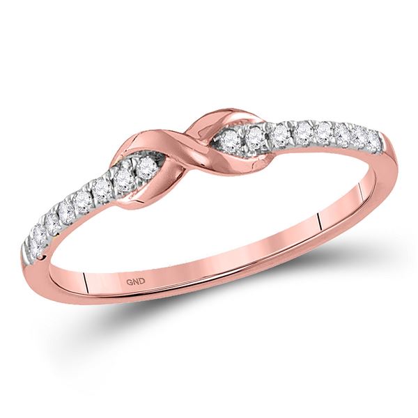 Round Diamond Infinity Knot Stackable Band Ring 1/10 Cttw 10KT Rose Gold