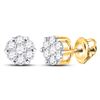 Image 1 : Round Diamond Flower Cluster Earrings 1/4 Cttw 14KT Yellow Gold