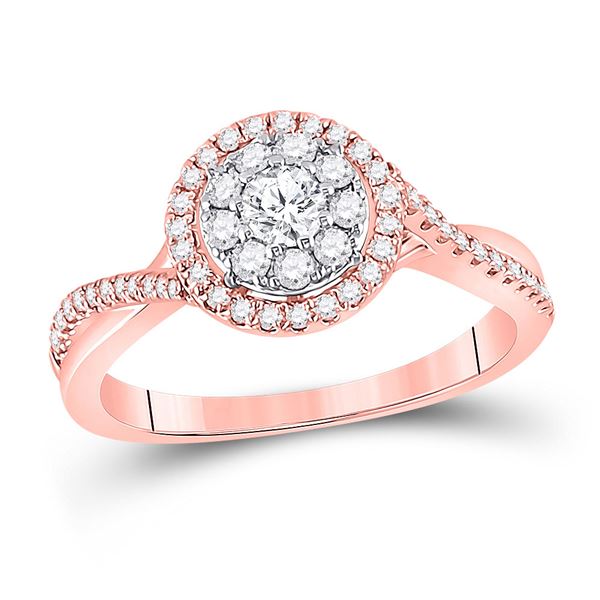 Round Diamond Halo Solitaire Ring 1/2 Cttw 14KT Rose Gold