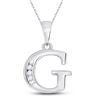 Round Diamond G Initial Letter Pendant 1/20 Cttw 10KT White Gold