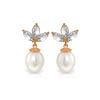 Genuine 9.5 ctw Aquamarine & Pearl Earrings 14KT Rose Gold - REF-32R9P