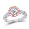 Diamond Halo Bridal Wedding Engagement Ring 3/4 Cttw 14KT Two-tone Gold