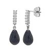 Genuine 6.75 ctw Sapphire & Diamond Earrings 14KT White Gold - REF-39W4Y