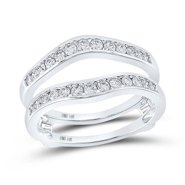Round Diamond Bridal Wedding Enhancer Band Wrap Ring 1/2 Cttw 14KT White Gold