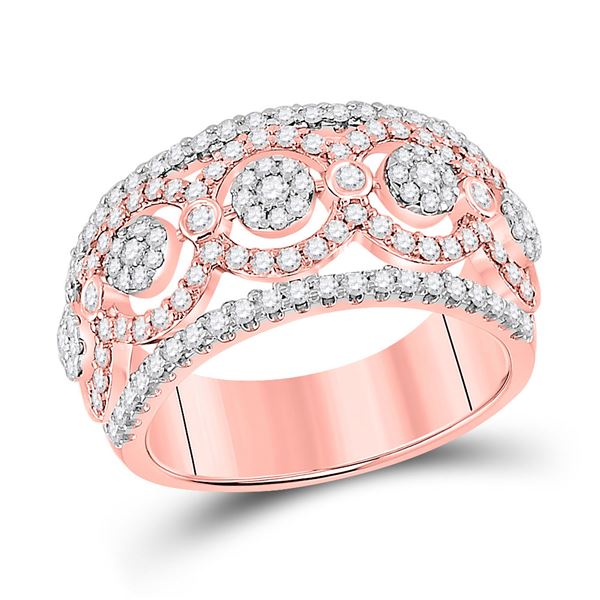 Round Diamond Flower Cluster Band Ring 7/8 Cttw 14KT Rose Gold