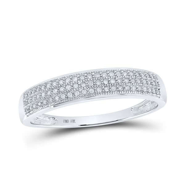 Round Diamond Wedding Pave Band Ring 1/5 Cttw 10KT White Gold